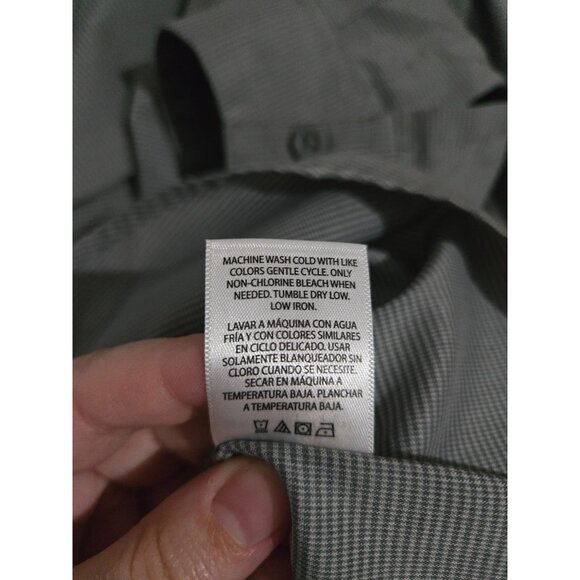 Swiss Tech Mens Gray Check Long Sleeve Button Front Shirt Size Large Roll Tab - Picture 9 of 10